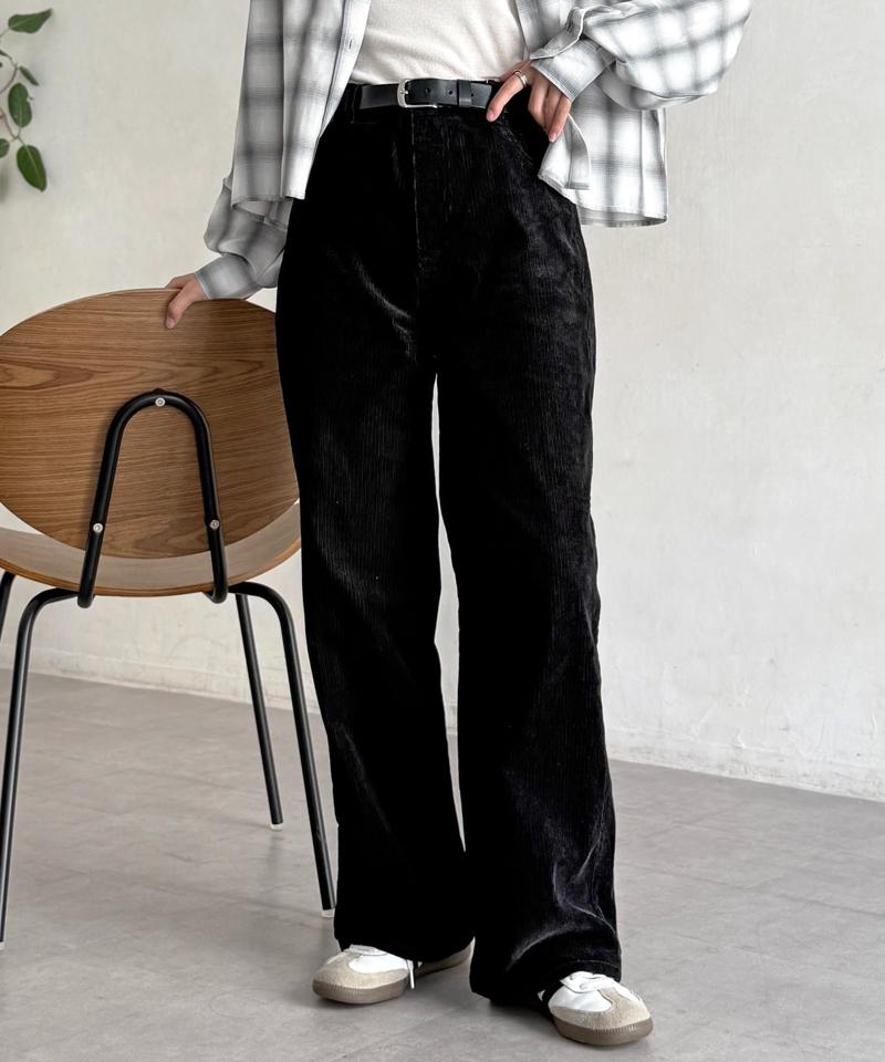 【新色/コーデュロイ】ハイウエストストレートデニム