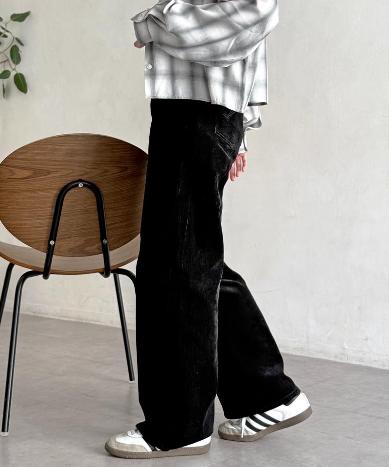 【新色/コーデュロイ】ハイウエストストレートデニム