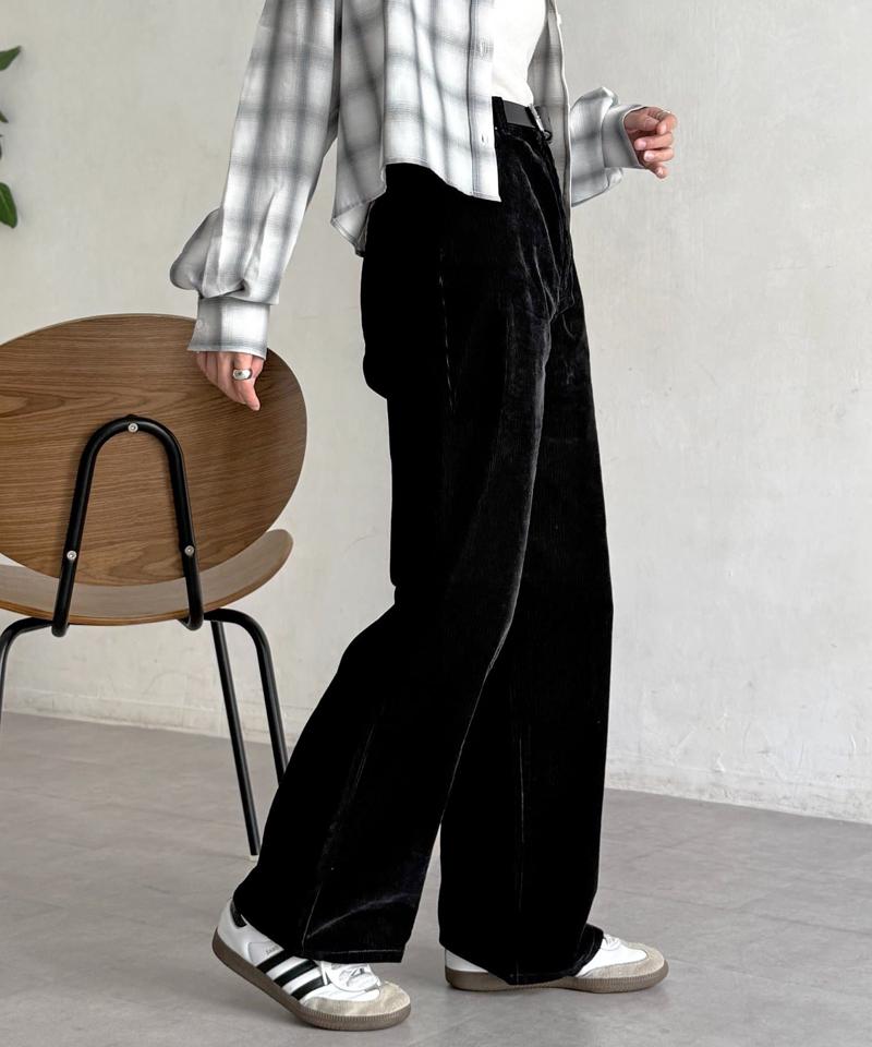 【新色/コーデュロイ】ハイウエストストレートデニム