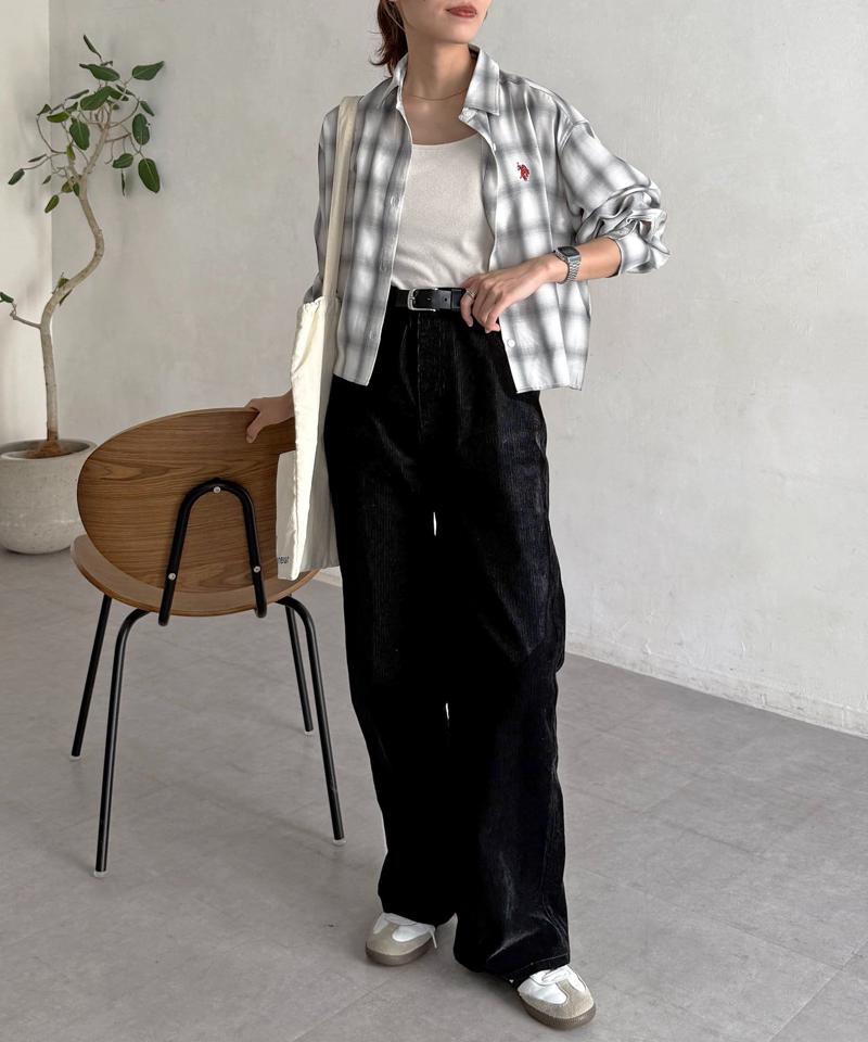 【新色/コーデュロイ】ハイウエストストレートデニム