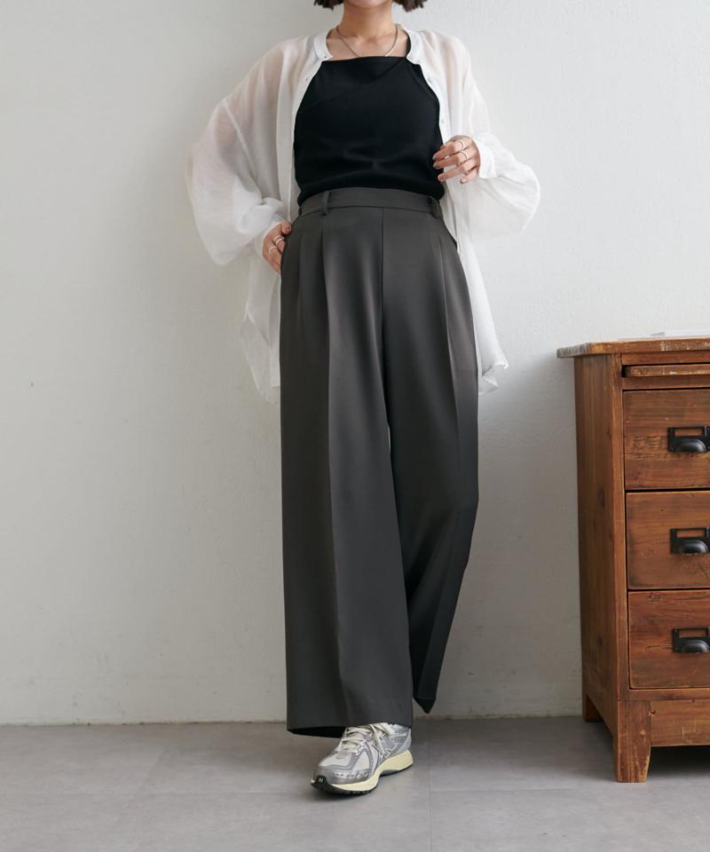 【＠yuyukekelife・＠yuko_416監修】欲張り2タックワイドパンツ