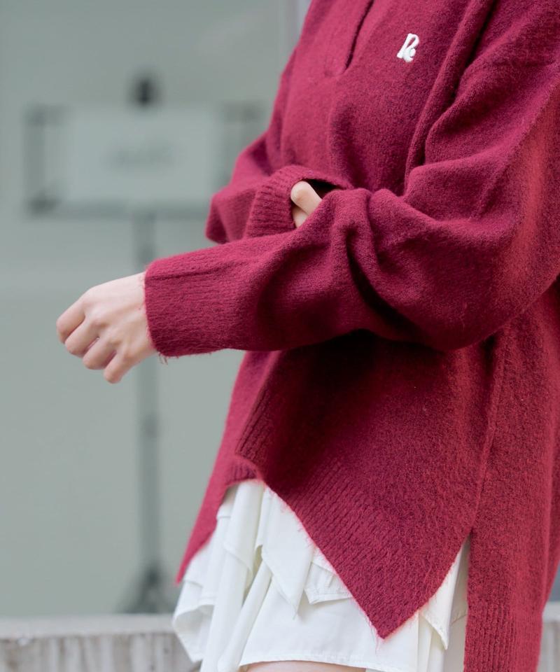 【WEB限定 / リバイバル】スキッパーポロ刺繍ニット　/　襟付きニット