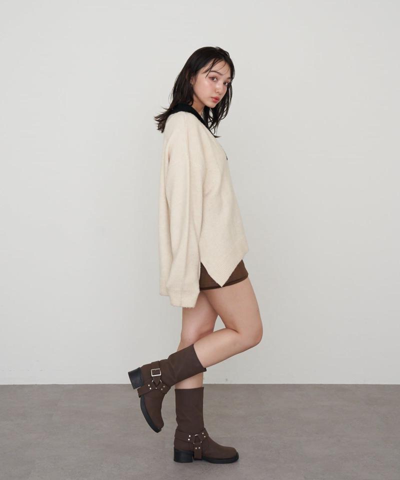 【WEB限定 / リバイバル】スキッパーポロ刺繍ニット　/　襟付きニット