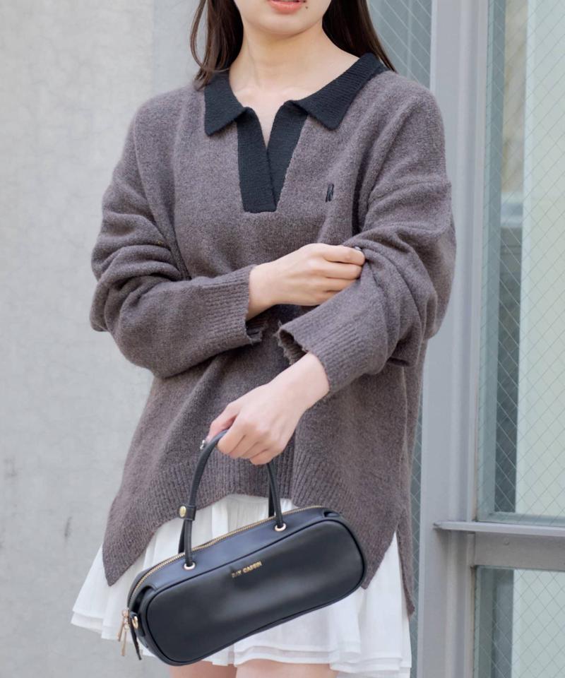 【WEB限定 / リバイバル】スキッパーポロ刺繍ニット　/　襟付きニット