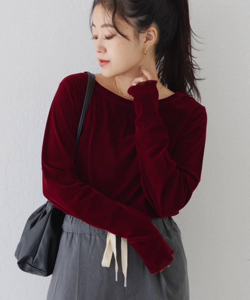 【WEB限定/今買って秋まで使える】シアーフロッキーベロア見えメロートップス