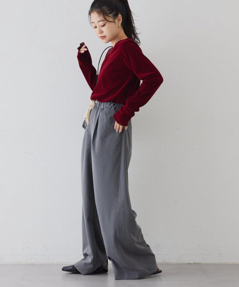 【WEB限定/今買って秋まで使える】シアーフロッキーベロア見えメロートップス