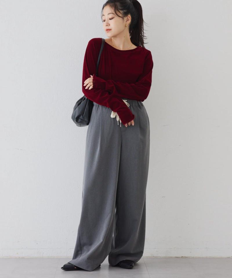【WEB限定/今買って秋まで使える】シアーフロッキーベロア見えメロートップス