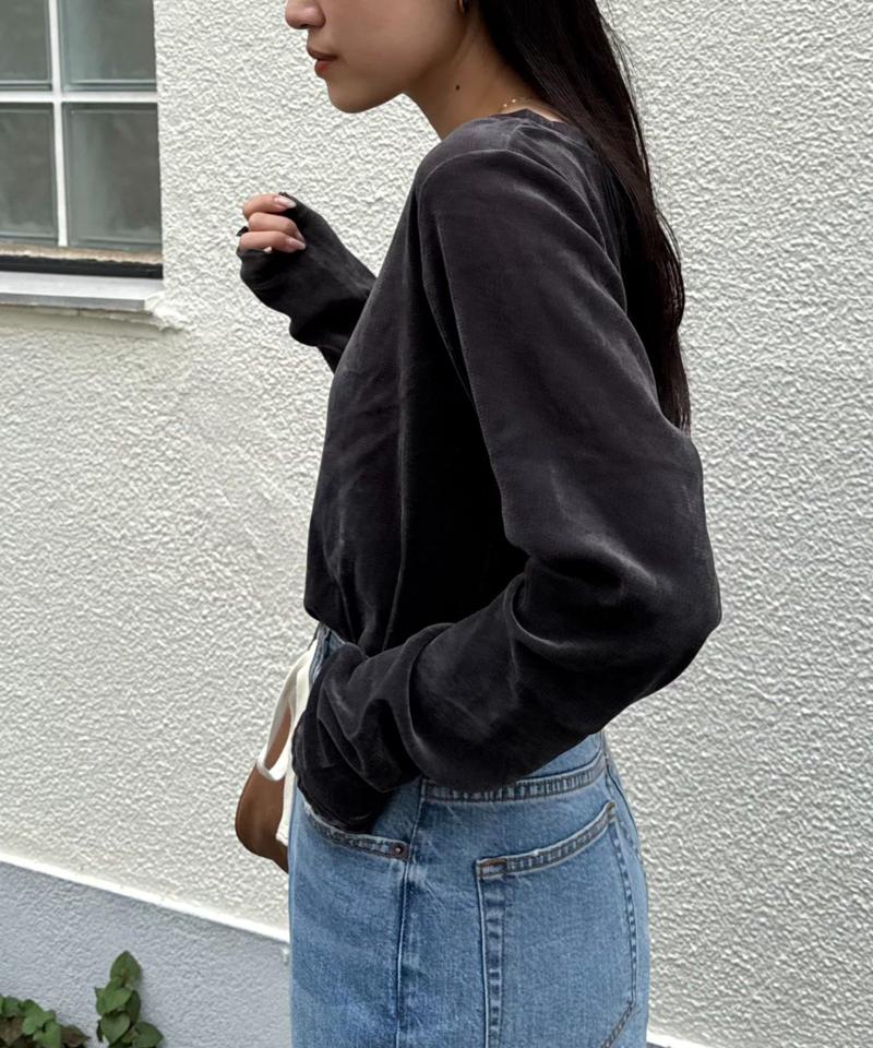 【WEB限定/今買って秋まで使える】シアーフロッキーベロア見えメロートップス
