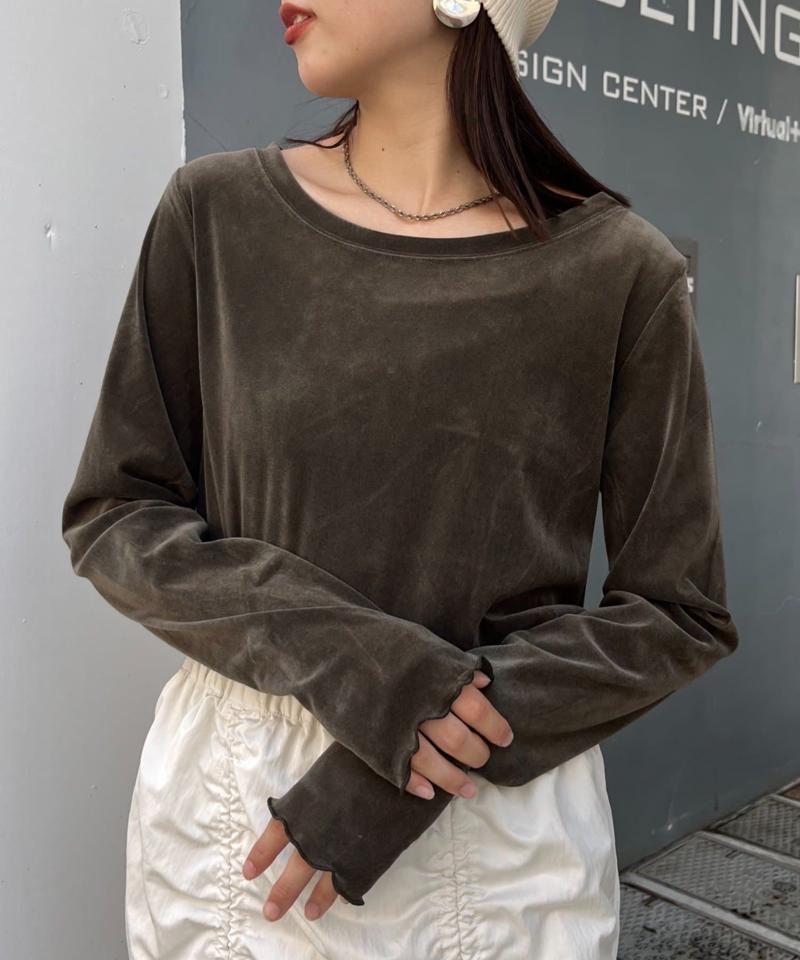 【WEB限定/今買って秋まで使える】シアーフロッキーベロア見えメロートップス