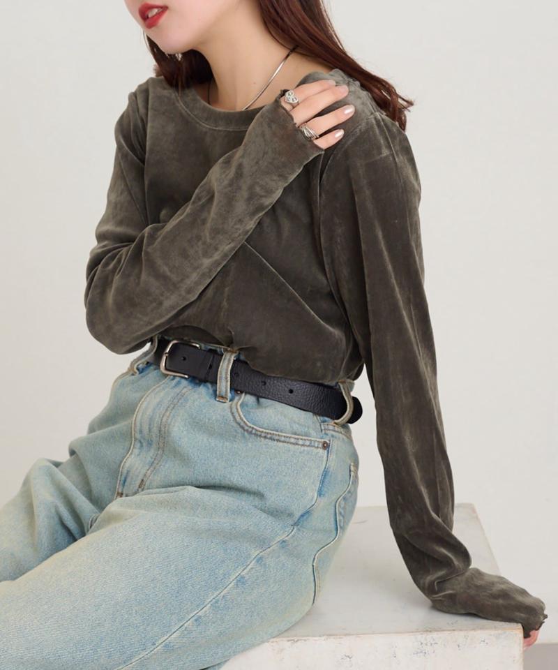 【WEB限定/今買って秋まで使える】シアーフロッキーベロア見えメロートップス
