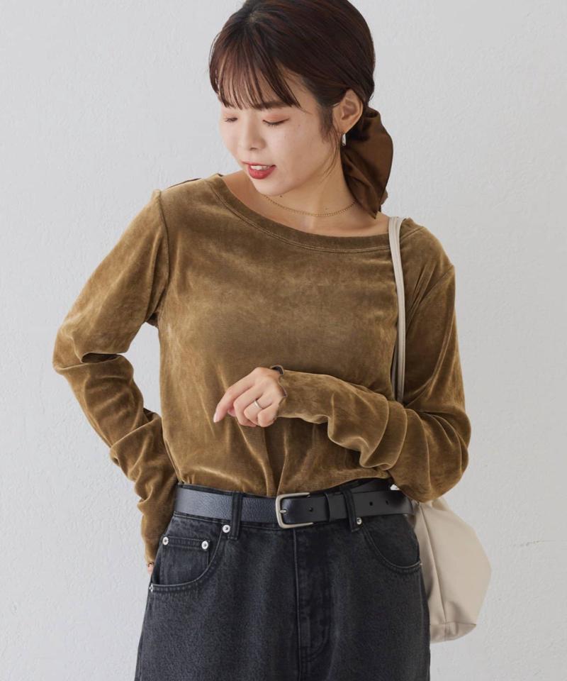 【WEB限定/今買って秋まで使える】シアーフロッキーベロア見えメロートップス