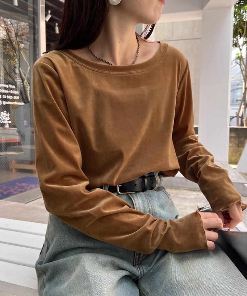 【WEB限定/今買って秋まで使える】シアーフロッキーベロア見えメロートップス