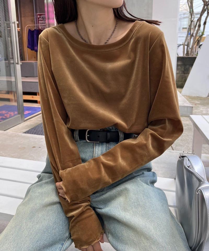 【WEB限定/今買って秋まで使える】シアーフロッキーベロア見えメロートップス