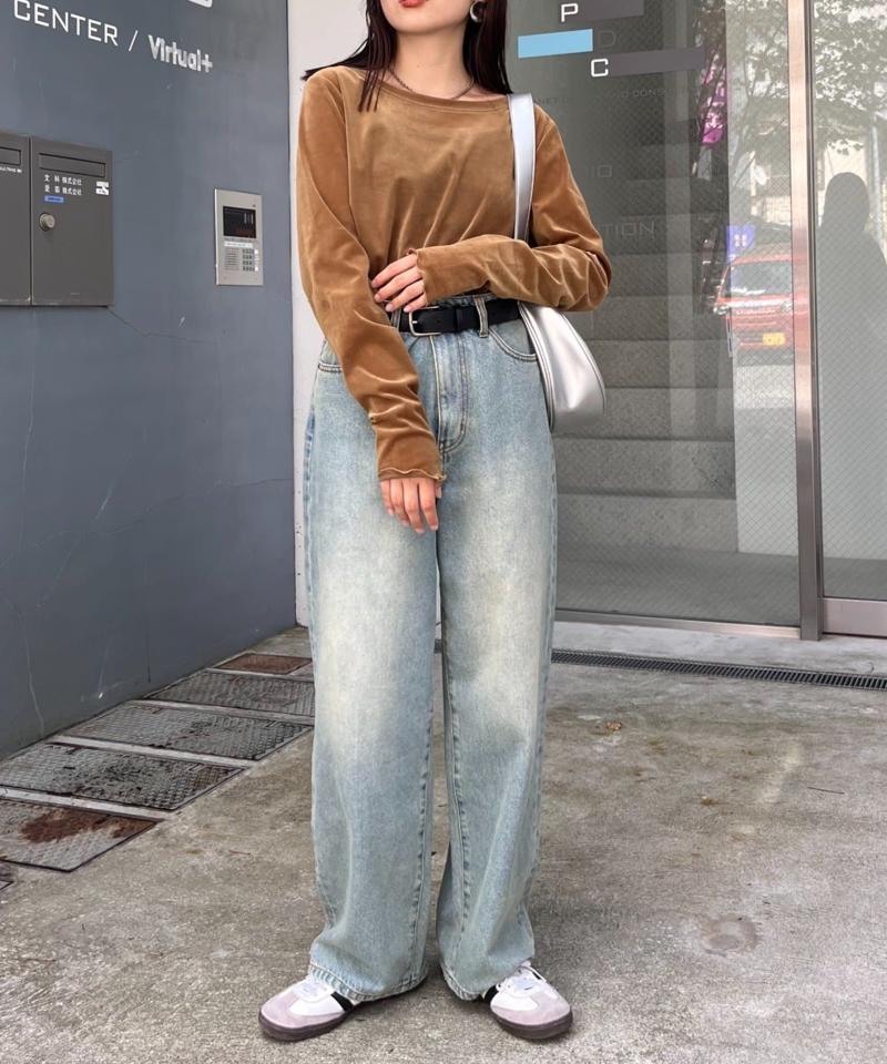 【WEB限定/今買って秋まで使える】シアーフロッキーベロア見えメロートップス