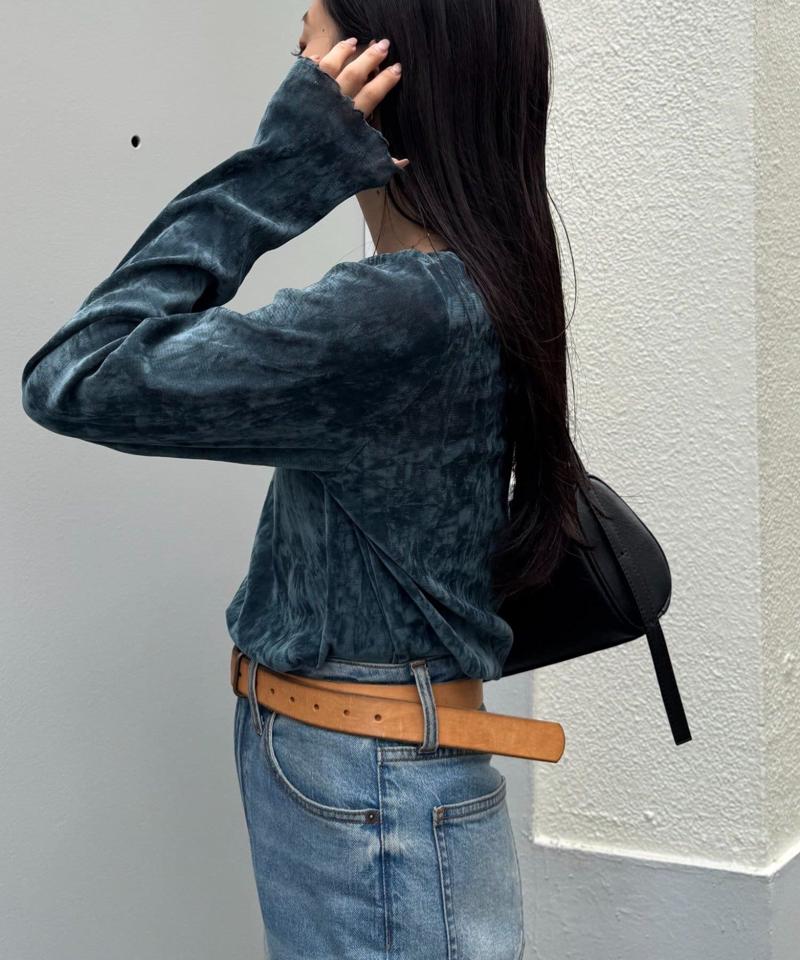 【WEB限定/今買って秋まで使える】シアーフロッキーベロア見えメロートップス