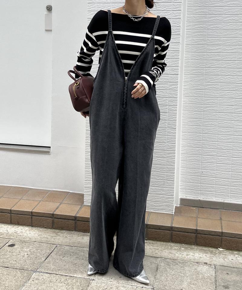 【完売カラー再追加！/サイズ展開あり】細紐デニムフロントジップサロペット