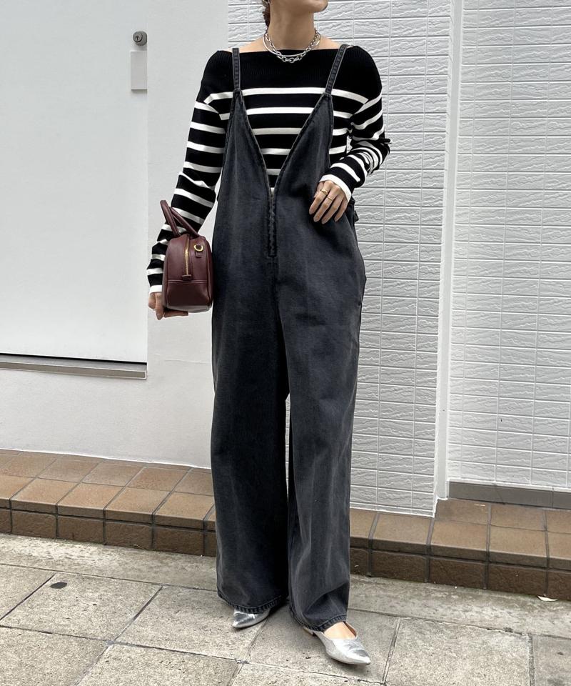 【完売カラー再追加！/サイズ展開あり】細紐デニムフロントジップサロペット