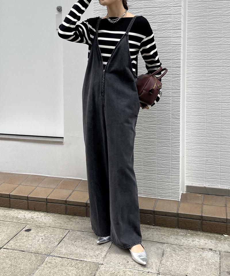 【完売カラー再追加！/サイズ展開あり】細紐デニムフロントジップサロペット