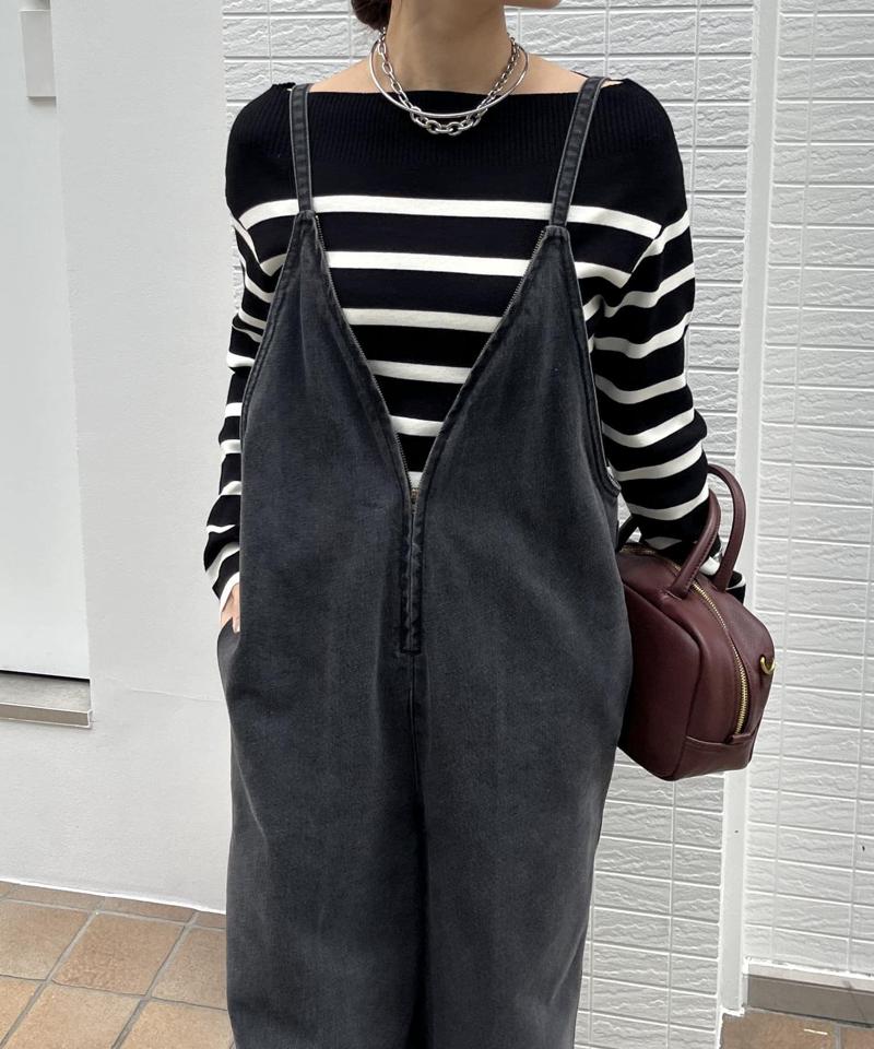 【完売カラー再追加！/サイズ展開あり】細紐デニムフロントジップサロペット