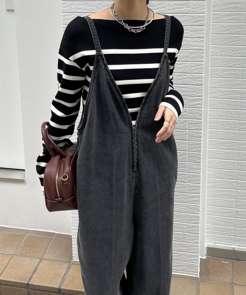【完売カラー再追加！/サイズ展開あり】細紐デニムフロントジップサロペット