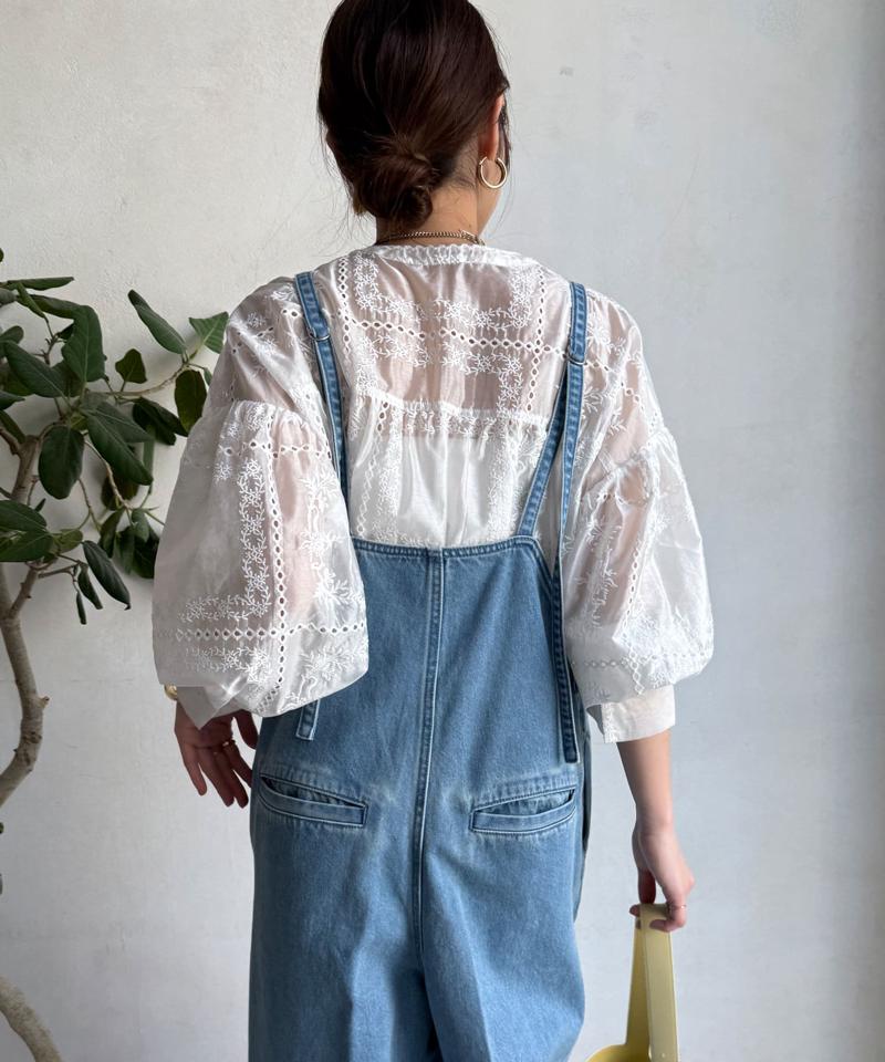 【完売カラー再追加！/サイズ展開あり】細紐デニムフロントジップサロペット