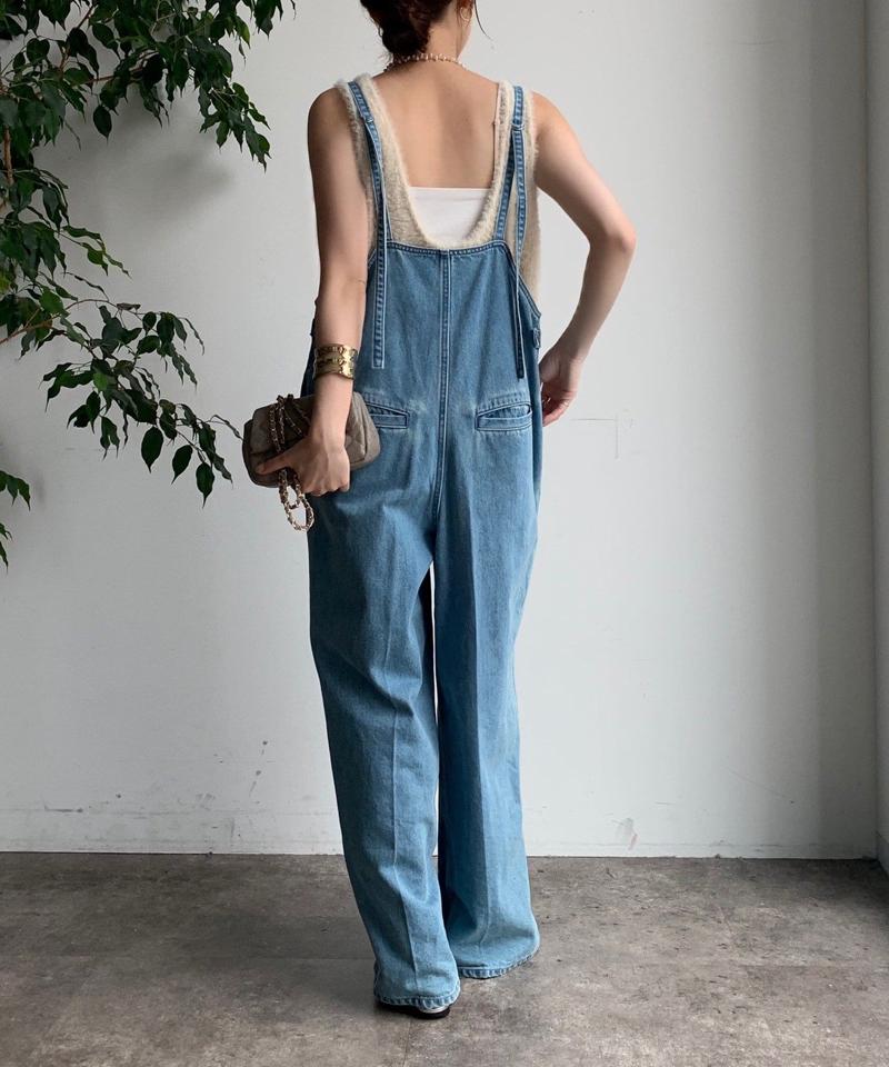 【完売カラー再追加!/サイズ展開あり】細紐デニムフロントジップサロペット