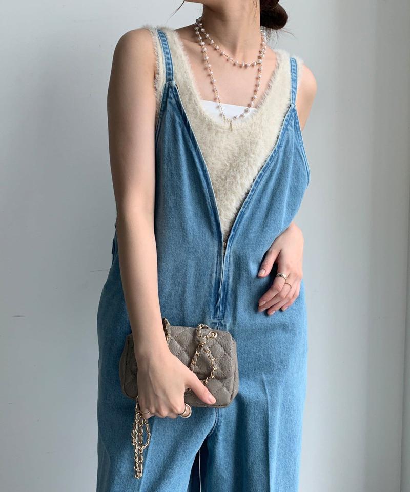 【完売カラー再追加!/サイズ展開あり】細紐デニムフロントジップサロペット