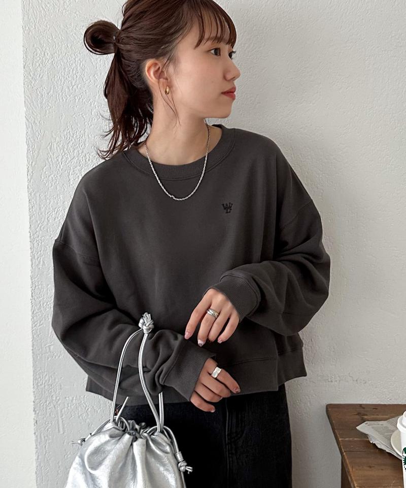 【新色追加/WEB限定】袖ロゴ刺繍ショートスウェット