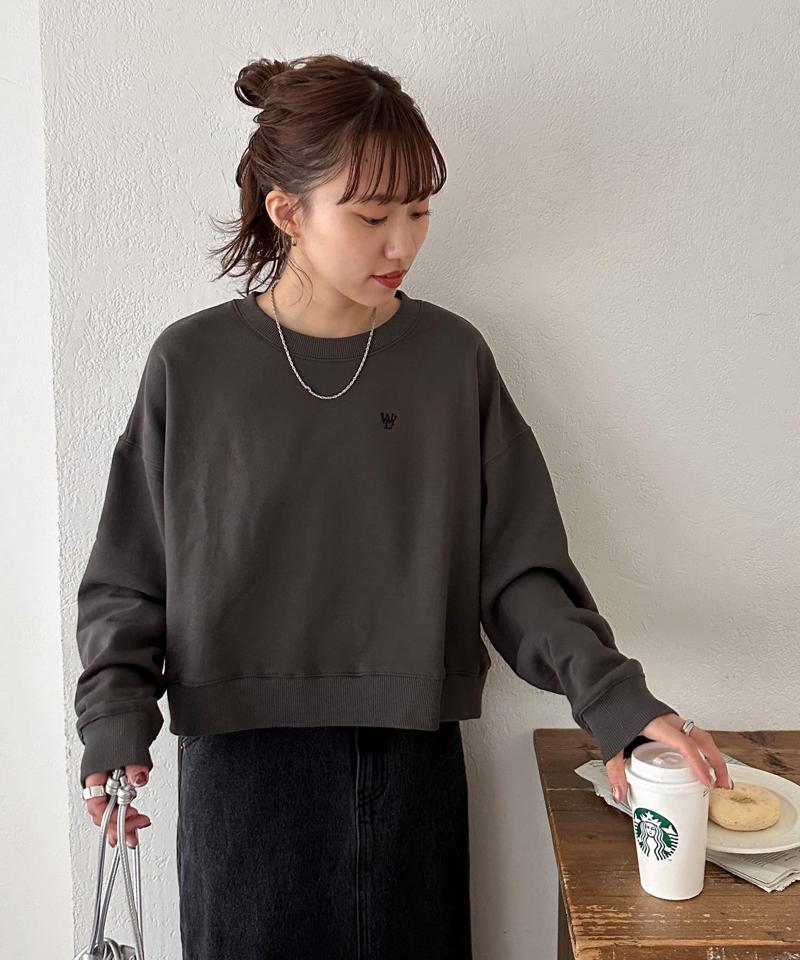 【新色追加/WEB限定】袖ロゴ刺繍ショートスウェット