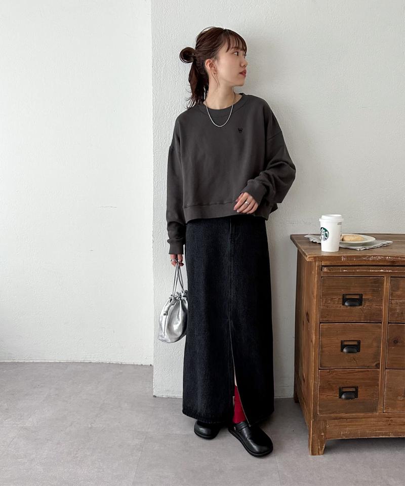 【新色追加/WEB限定】袖ロゴ刺繍ショートスウェット