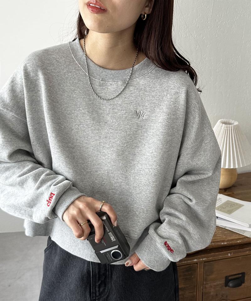 【新色追加/WEB限定】袖ロゴ刺繍ショートスウェット