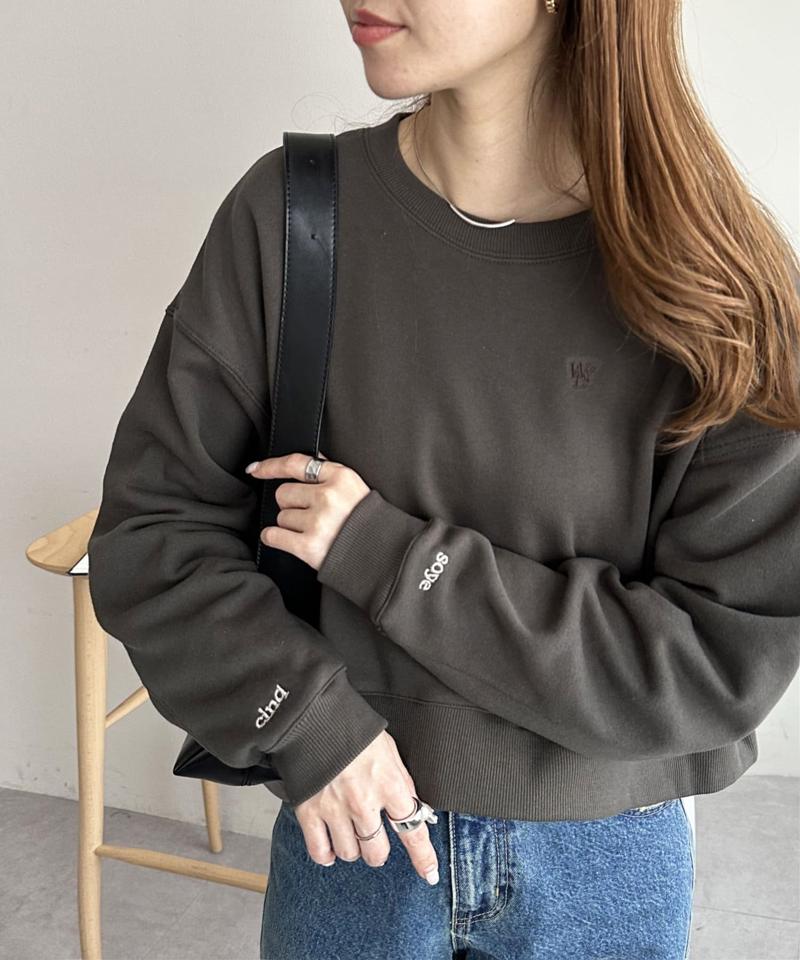 【新色追加/WEB限定】袖ロゴ刺繍ショートスウェット