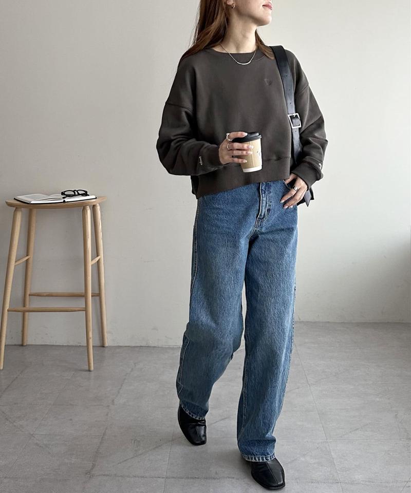 【新色追加/WEB限定】袖ロゴ刺繍ショートスウェット