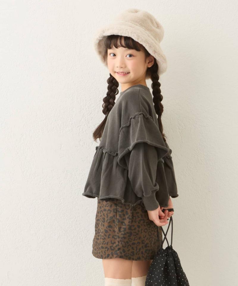 【KIDS】フリルピグメント加工スウェット