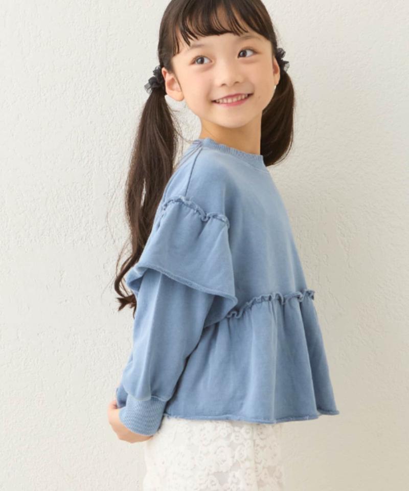 【KIDS】フリルピグメント加工スウェット