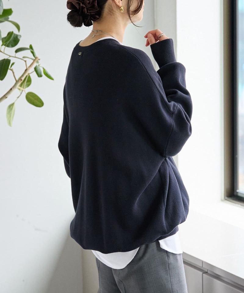 【セットアップ対応】コットンスムースラウンドヘムニット