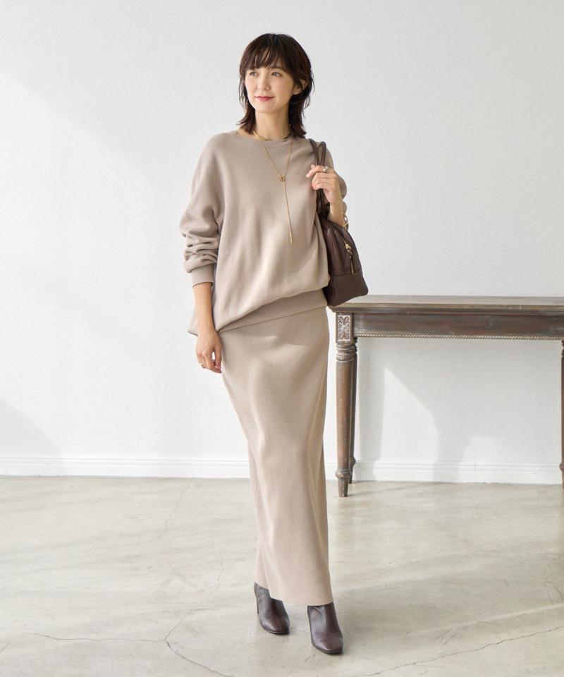 【セットアップ対応】コットンスムースラウンドヘムニット