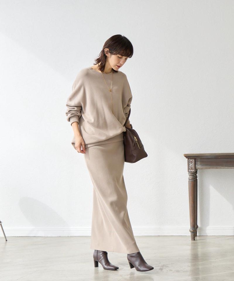 【セットアップ対応】コットンスムースラウンドヘムニット