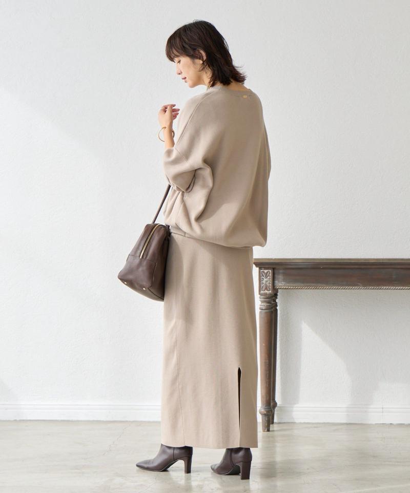 【セットアップ対応】コットンスムースラウンドヘムニット