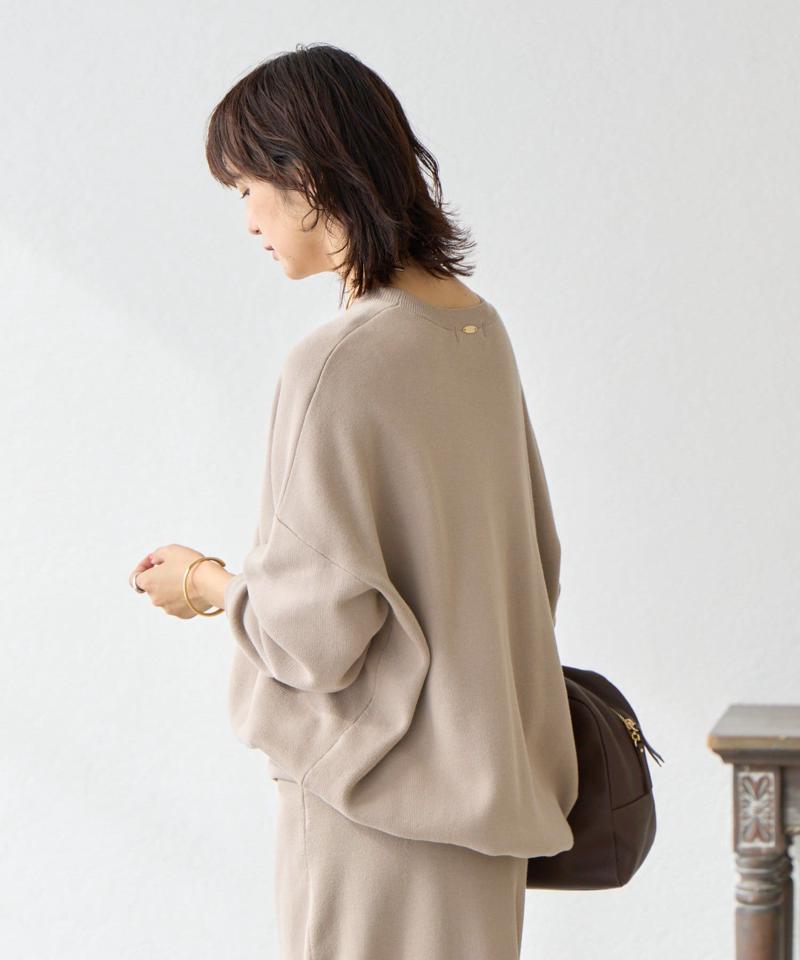 【セットアップ対応】コットンスムースラウンドヘムニット