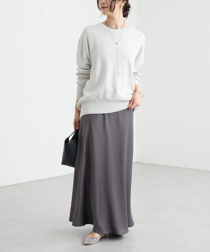 【セットアップ対応】コットンスムースラウンドヘムニット