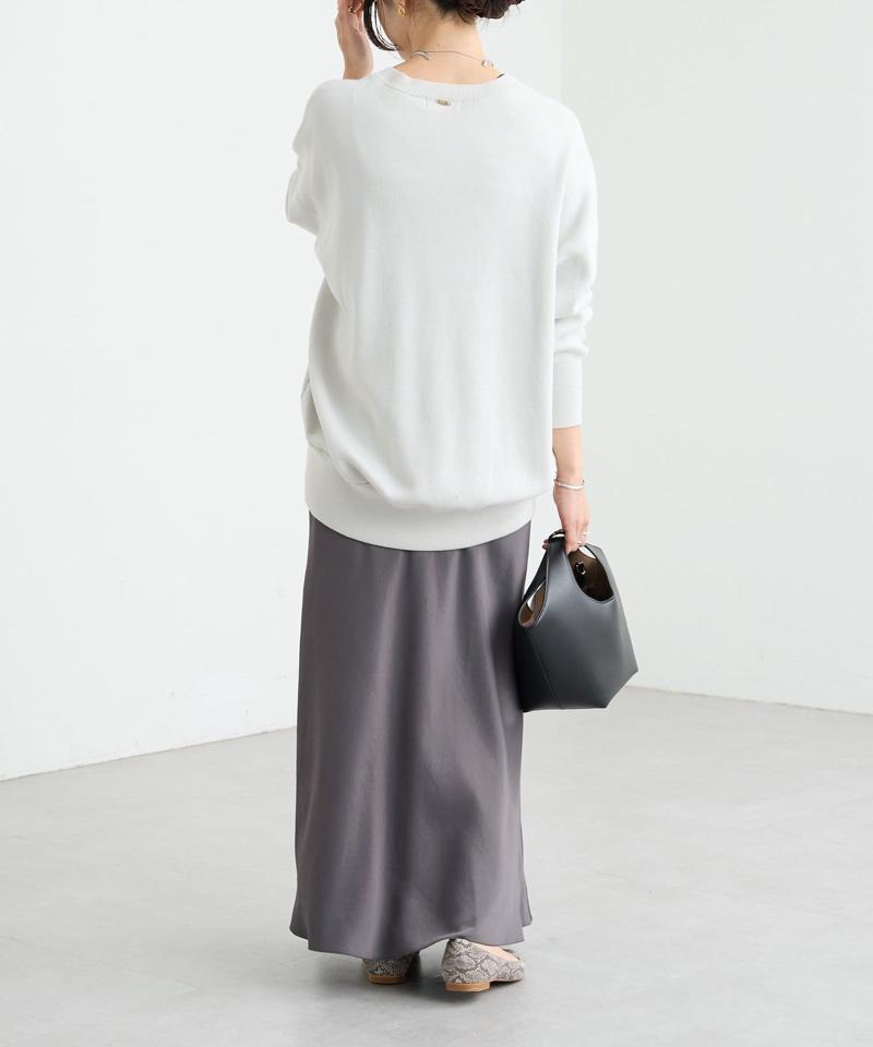 【セットアップ対応】コットンスムースラウンドヘムニット