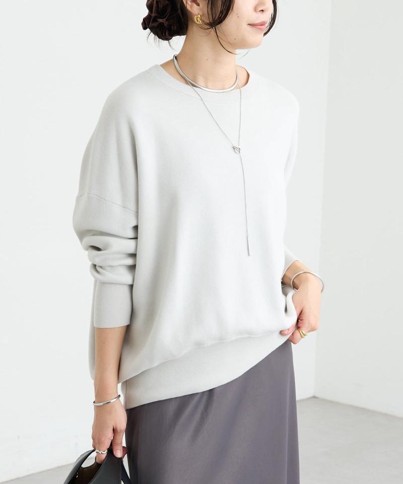 【セットアップ対応】コットンスムースラウンドヘムニット