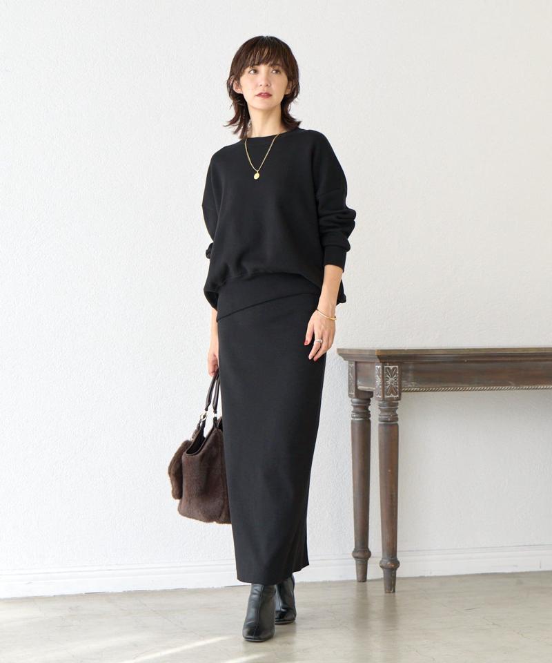 【セットアップ対応】コットンスムースラウンドヘムニット