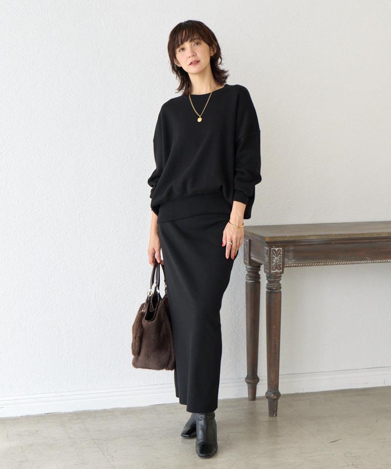 【セットアップ対応】コットンスムースラウンドヘムニット