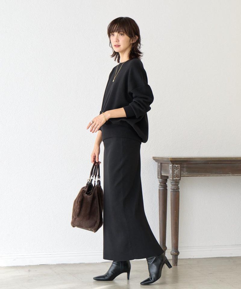 【セットアップ対応】コットンスムースラウンドヘムニット