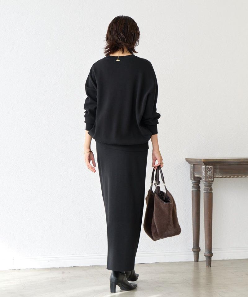 【セットアップ対応】コットンスムースラウンドヘムニット