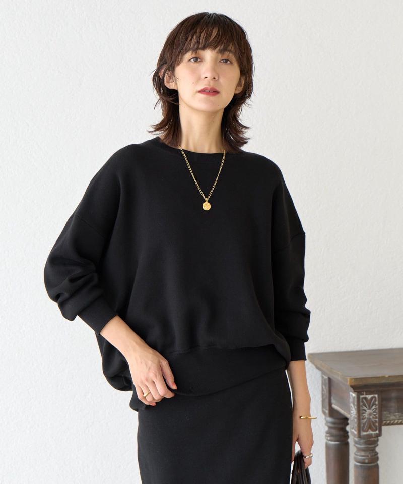 【セットアップ対応】コットンスムースラウンドヘムニット