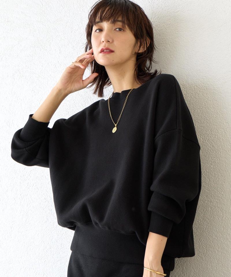 【セットアップ対応】コットンスムースラウンドヘムニット