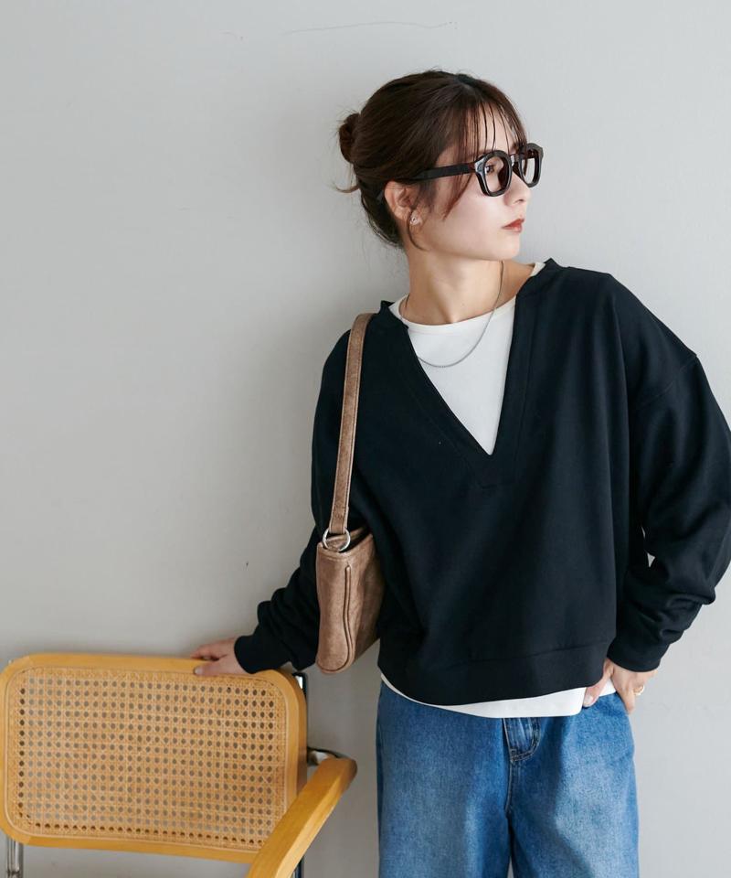 【新色追加!/WEB限定】深Vショート丈スウェット